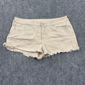 No Boundaries Shorts 17 Khaki Raw Hem Stretch Cutoff Denim Women